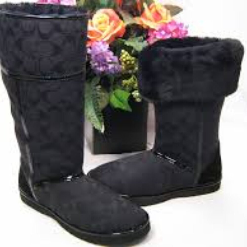 Coach Nikole Signature Jacquard Tall Winter Boots Woman Shoes Size 5 - Picture 1 of 9
